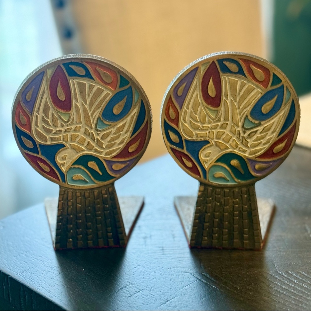 Vintage Israeli Tree of Life Judaica Bookends